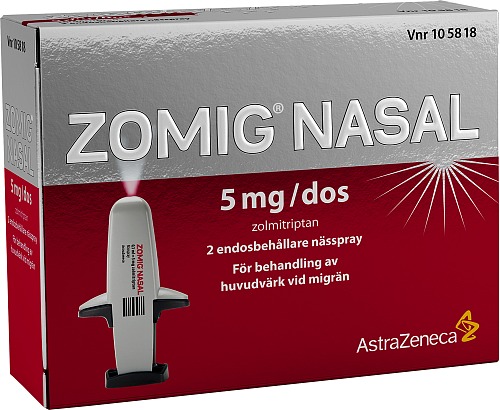 Bild på Zomig Nasal, nässpray, lösning 5 mg/dos Grunenthal Sweden AB, 2 X 0,1 ml